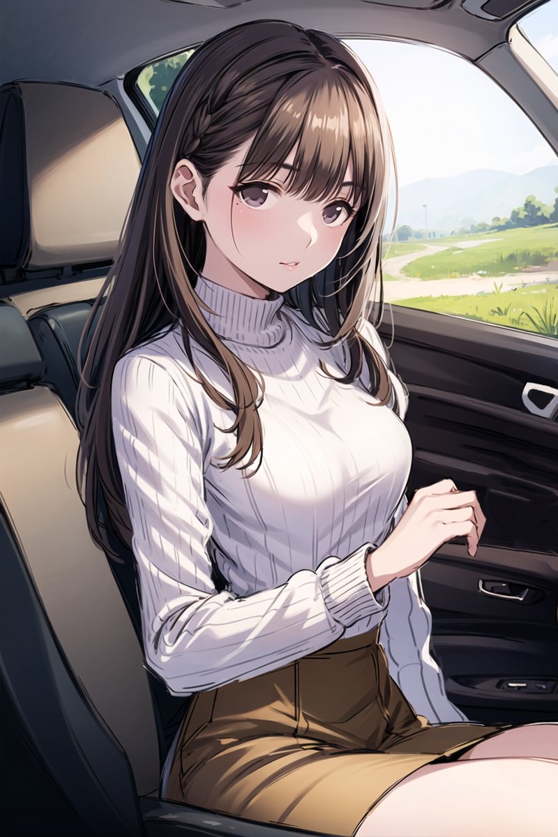 シートベルトを着けてあげるフリをしてカノジョに接近する男と、そう仕向けてる女の子
