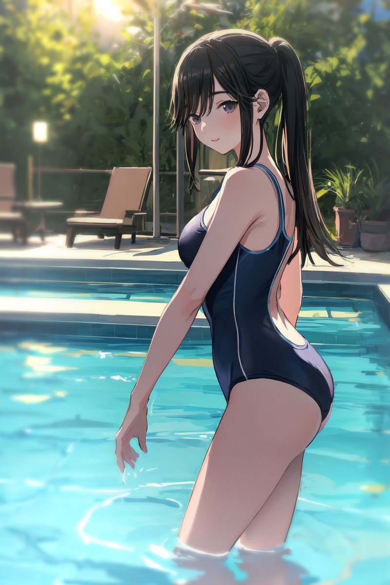 夜のスク水