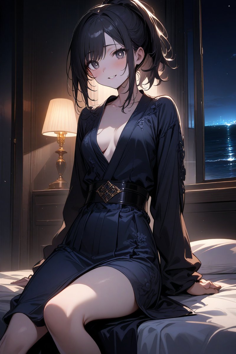 湯上りで上気しているJK社長。 私は隣の部屋で仕事をするので、ゆっくりと体を休めてください。 （早くひとり…
