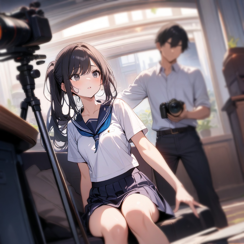学校広報委員のインタビューを受けているテニス部のエース