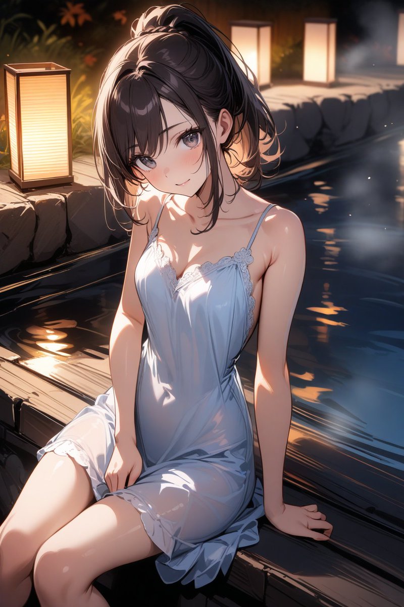 深夜の露天風呂で出会った女の子。 「？ 何言ってるの？」