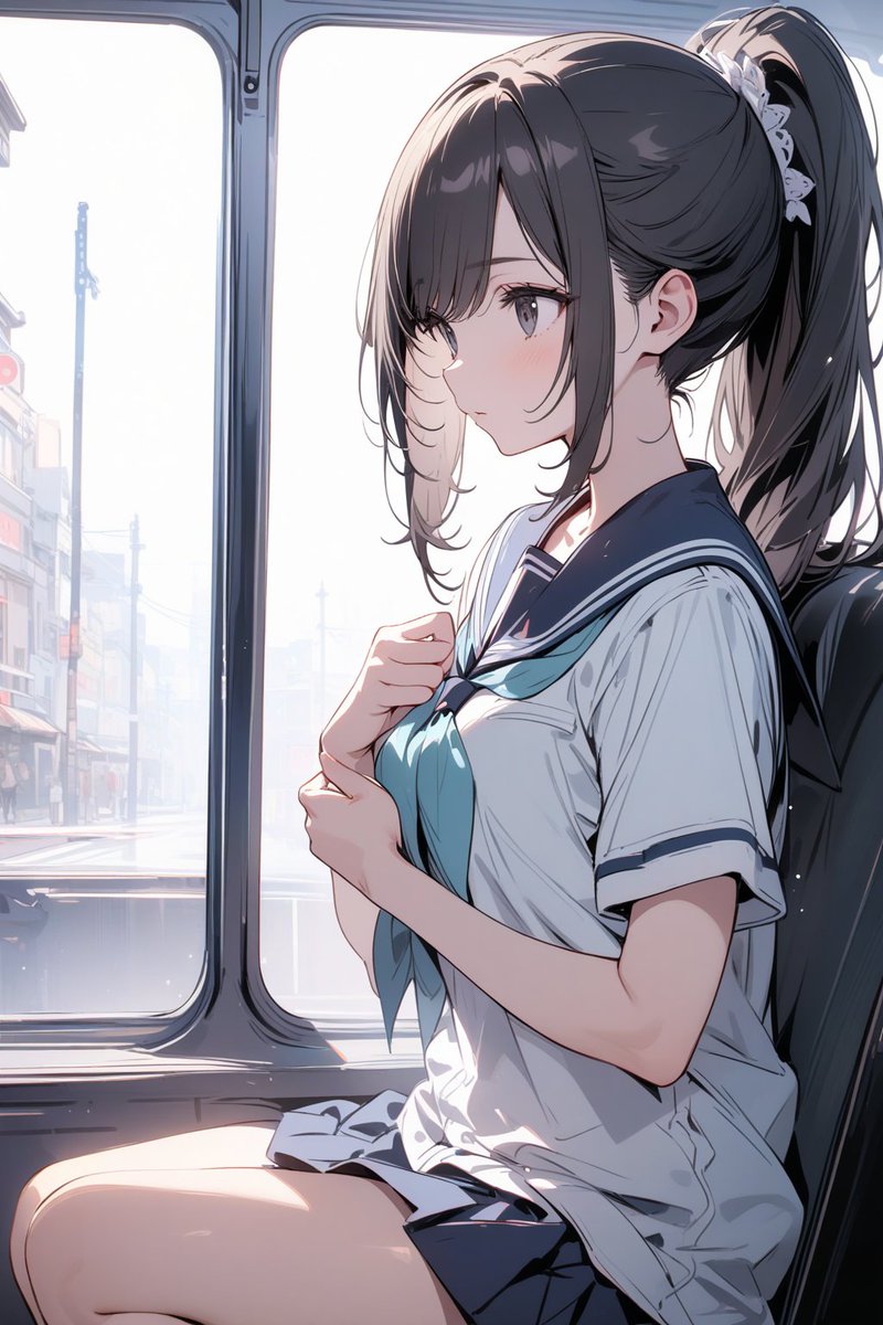 実は気になる相手の通学時間に合わせてる女の子。 隣に座ったらすこし緊張した感じに
