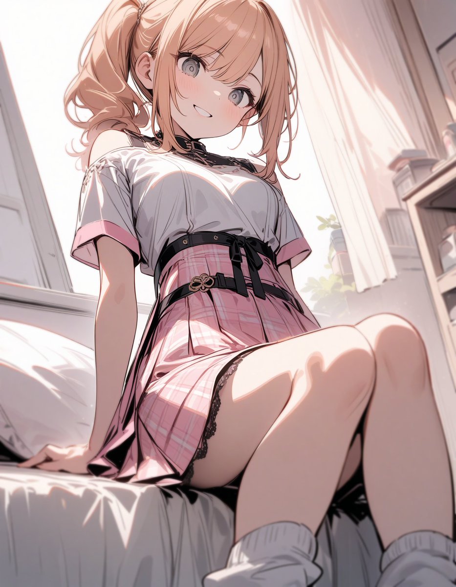 ギャルになって同級生の部屋に入り浸る練習をするマナカ。 （Keiさんの衣装プロンプトお借りしてます✨）