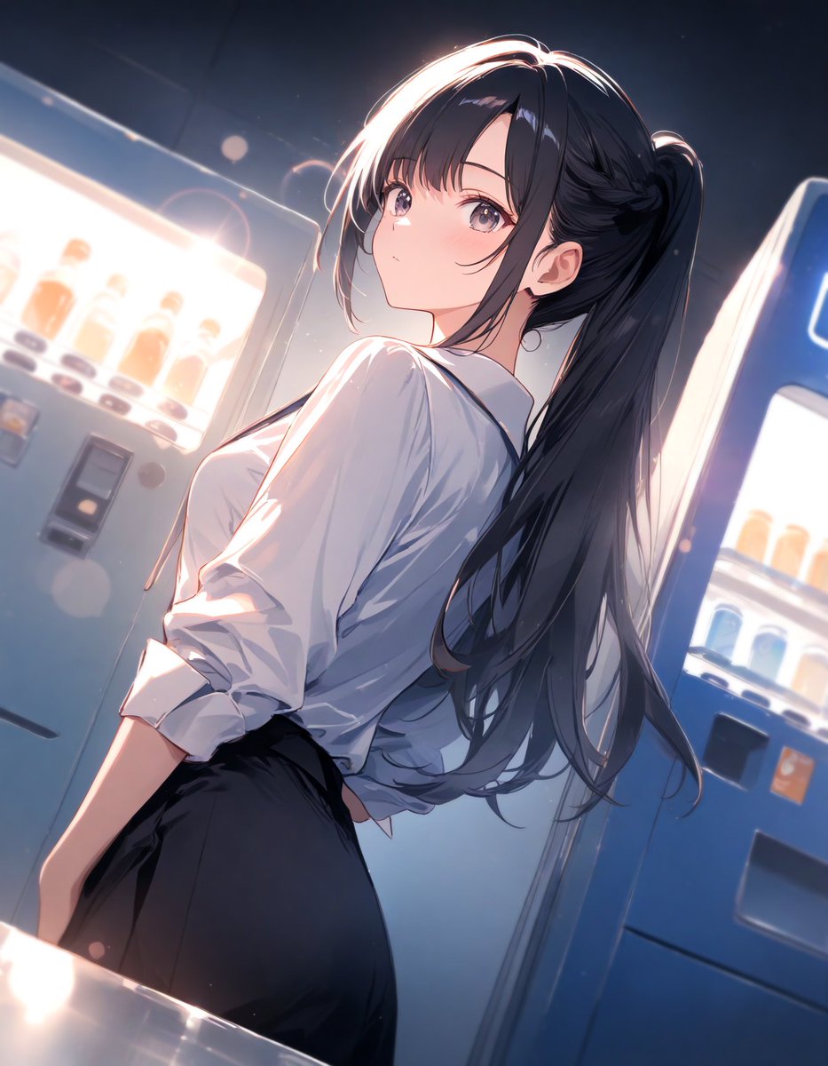 オフィスビルの休憩スペースで見かける女の子。 若さからして新人さんじゃないのかな…？ 遅くまでお疲れ様です