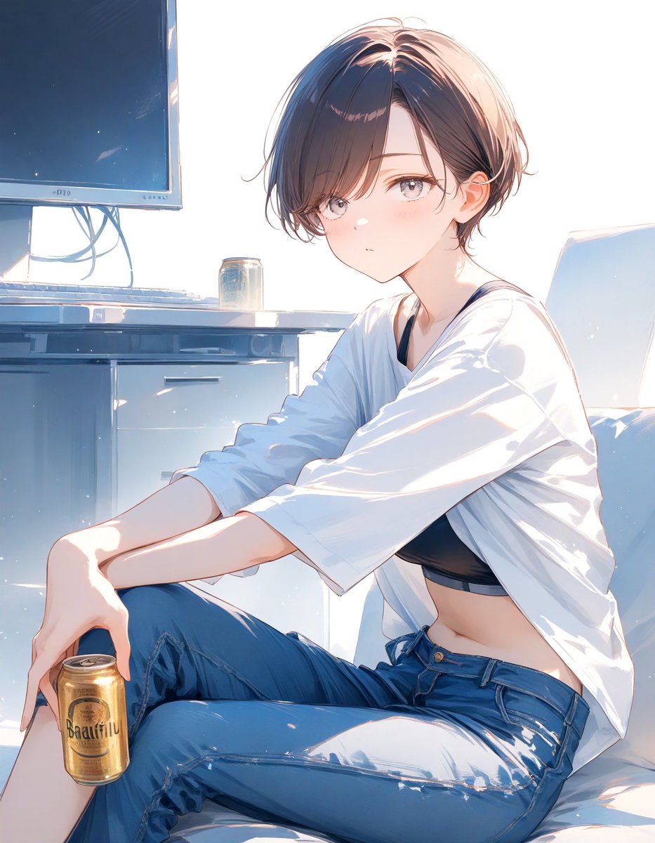 研究室の冷蔵庫に缶ビールを常備している先輩。 ……日曜だからか誰もいませんね。 「昼だからね。夜になれば集…