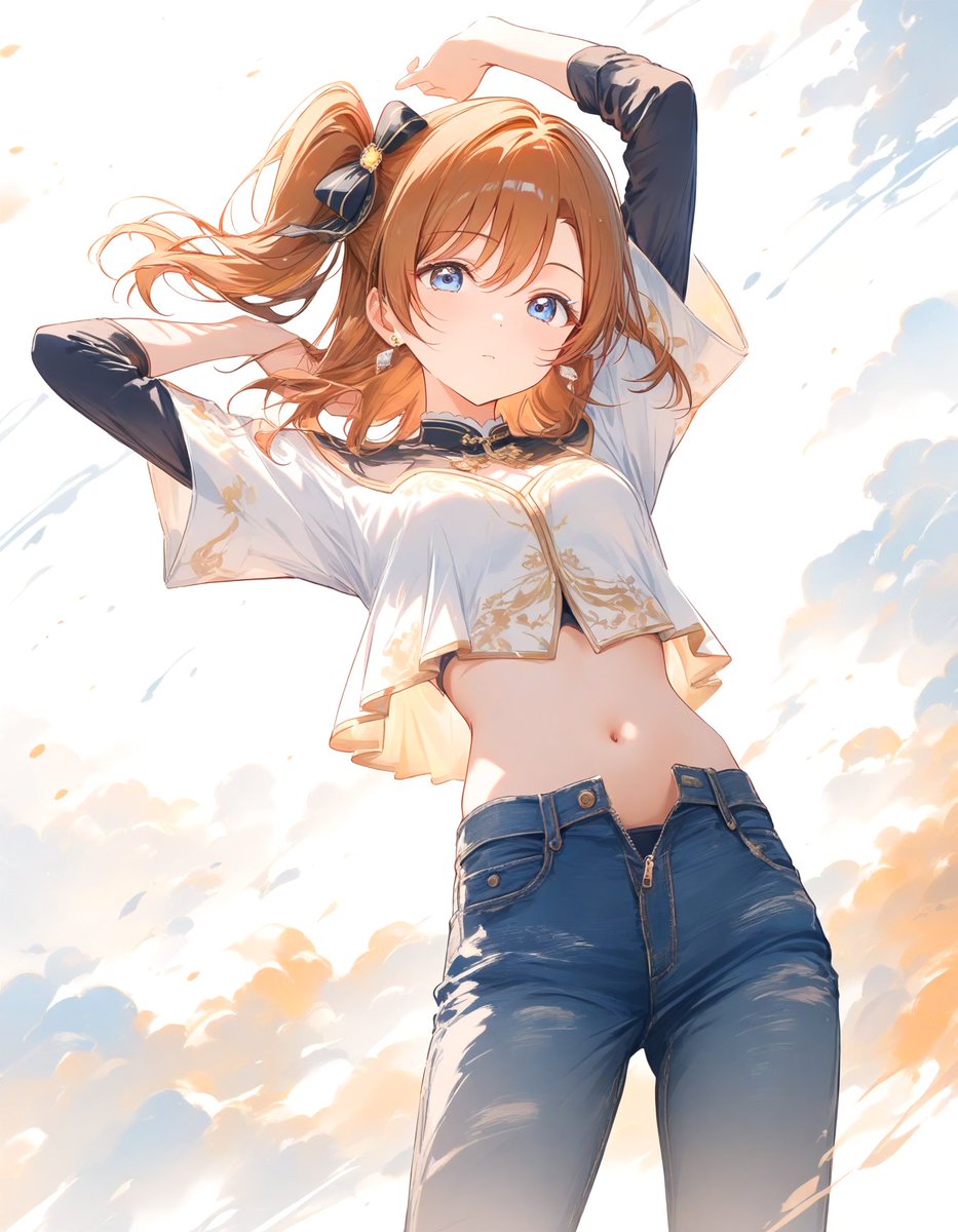 スタイリッシュにおへそを見せていく高坂穂乃果