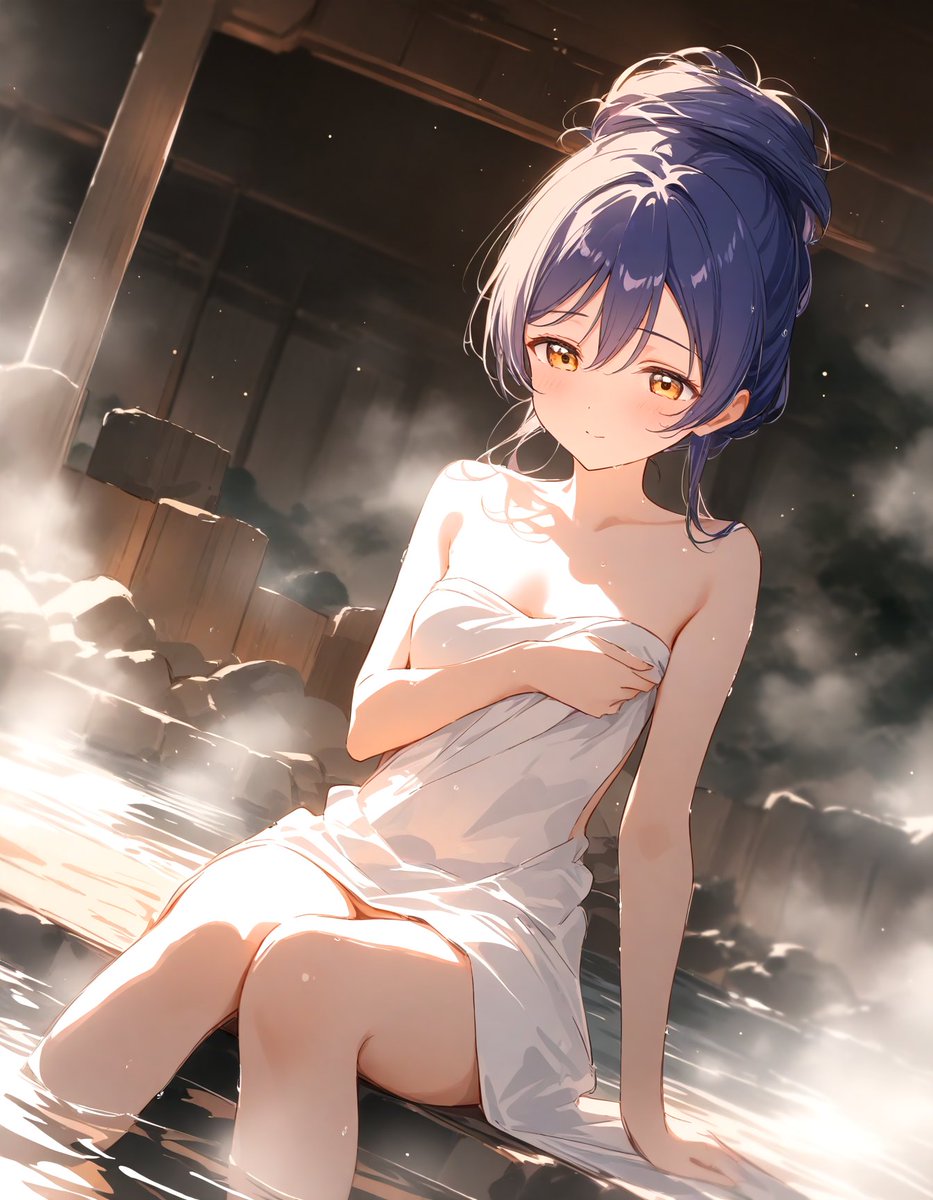 深夜の露天風呂に海未ちゃんがいた